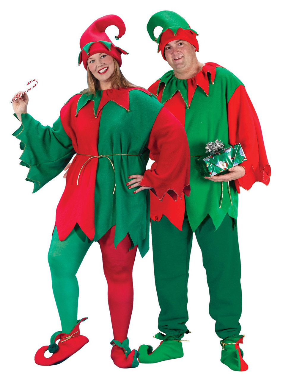 Red and Green Elf Adult Christmas Costume Set - Plus Size