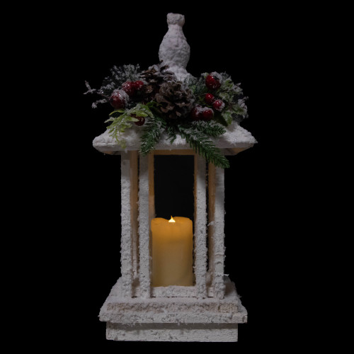 15.25" LED Lighted White Storm Lantern Christmas Decoration