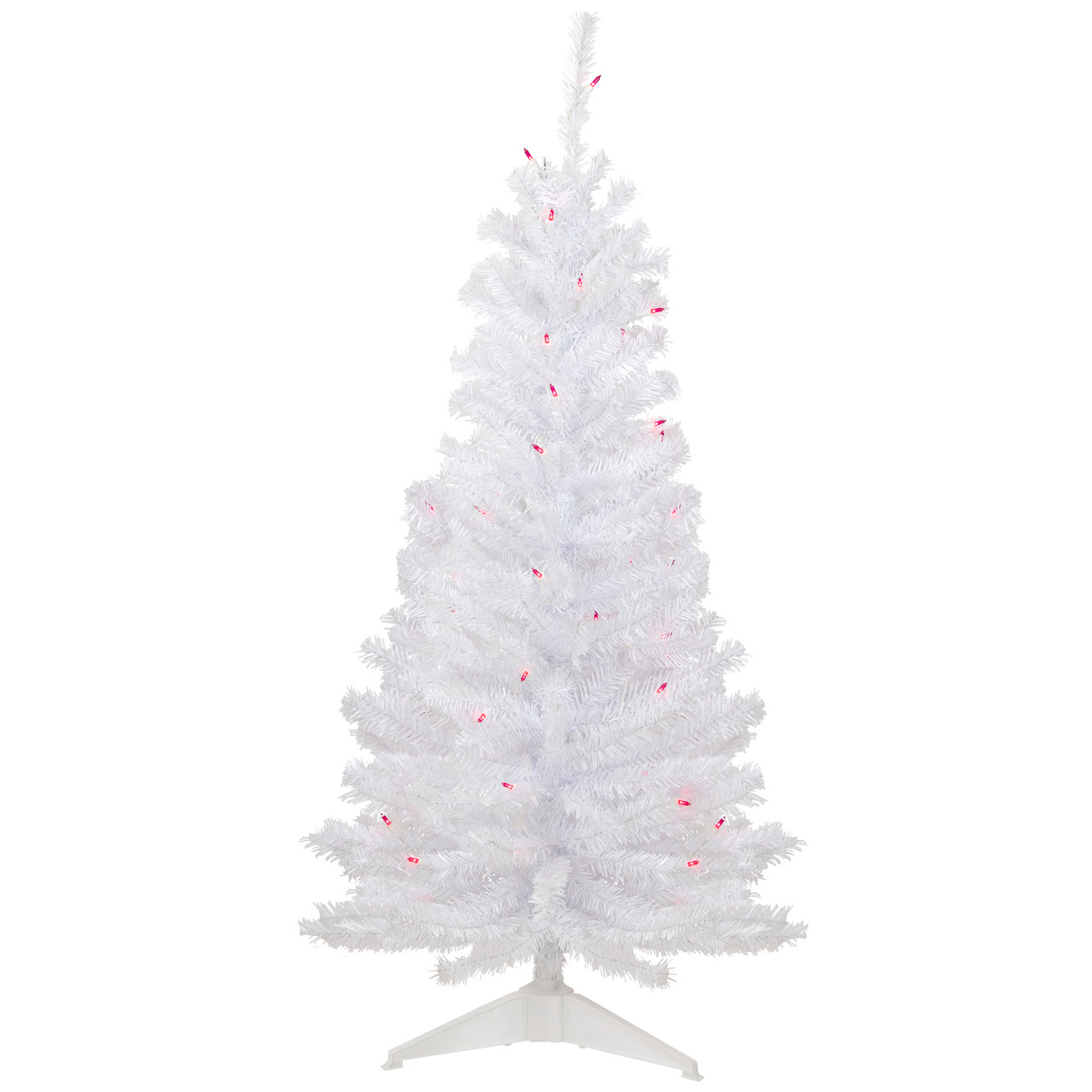 4' Pre-Lit Woodbury White Pine Slim Artificial Christmas Tree, Pink Lights