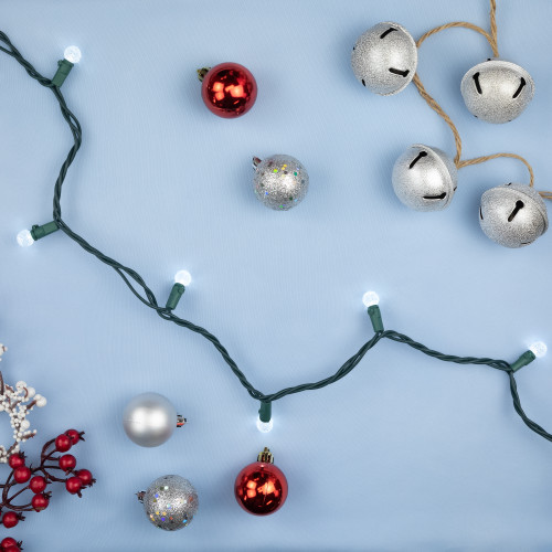LED G12 Berry Christmas Lights - Pure White - 16' Green Wire - 50 ct