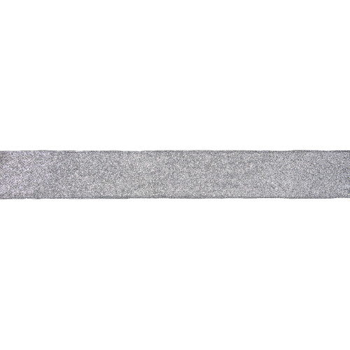 Silver Glittered Christmas Wired Craft Ribbon 2.5" x 10 Yards