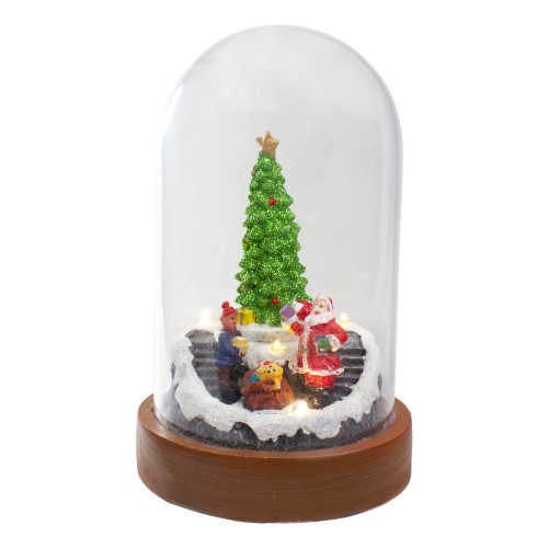Lighted Santa and Christmas Tree Cloche Style Decoration - 7"