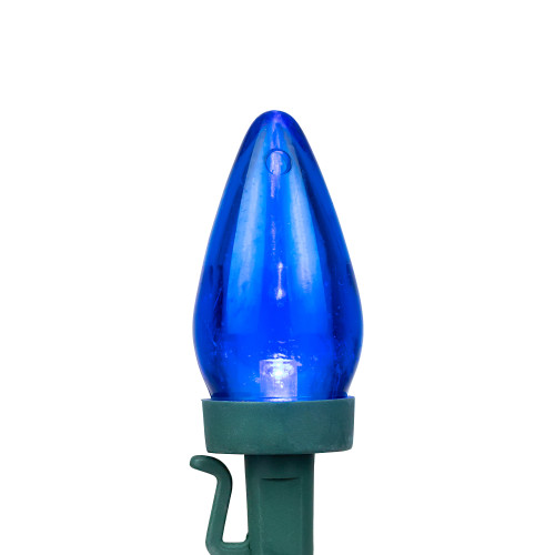 25ct Blue LED C7 Christmas Lights - 17ft Green Wire