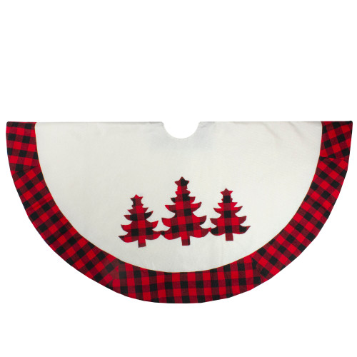 48" White, Red and Black Buffalo Plaid Tree Christmas Tree Skirt