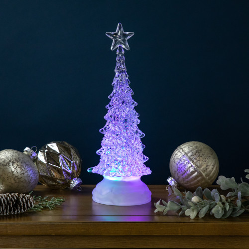 LED Lighted Acrylic Christmas Tree Decoration - 10.5" - Multi-Color Lights