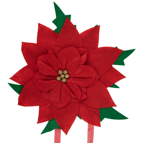29" Red Poinsettia Tie-On Christmas Tree Topper, Unlit