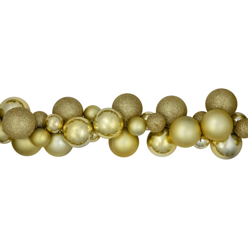 6' Shatterproof Ball Vegas Gold 3-Finish Christmas Garland