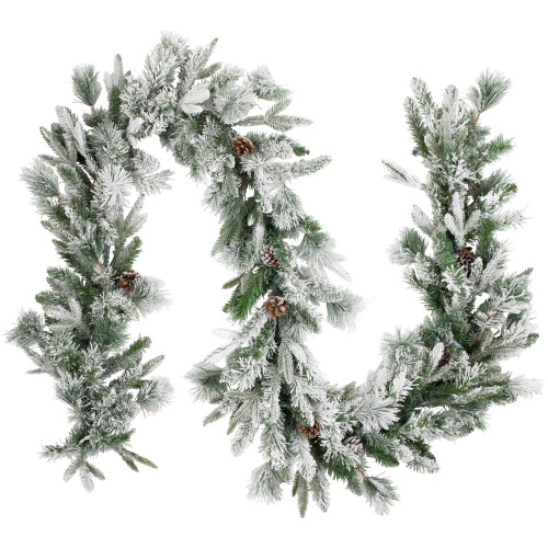 Real Touch?? Flocked Rosemary Emerald Angel Pine Artificial Christmas Garland - 9' x 14" - Unlit