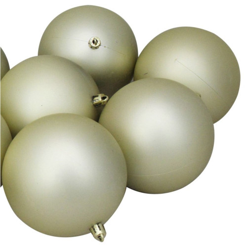 Set of 12 Champagne Gold Shatterproof Matte Christmas Ball Ornaments 4"