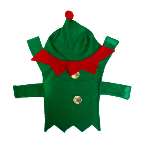 27" Green and Red Christmas Elf Dog Costume - Size Extra Small