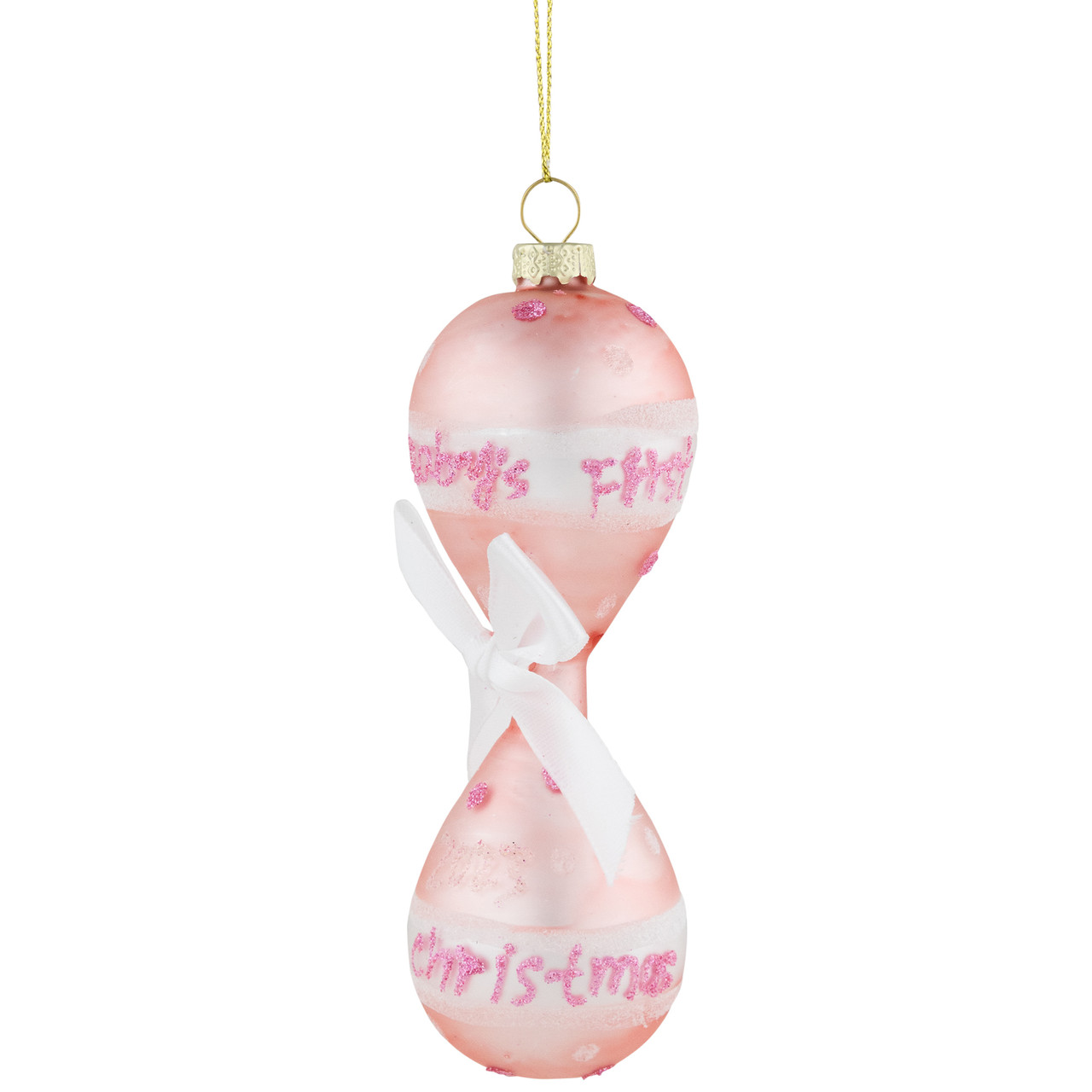 5" Baby Girl's First Christmas 2023 Glass Ornament