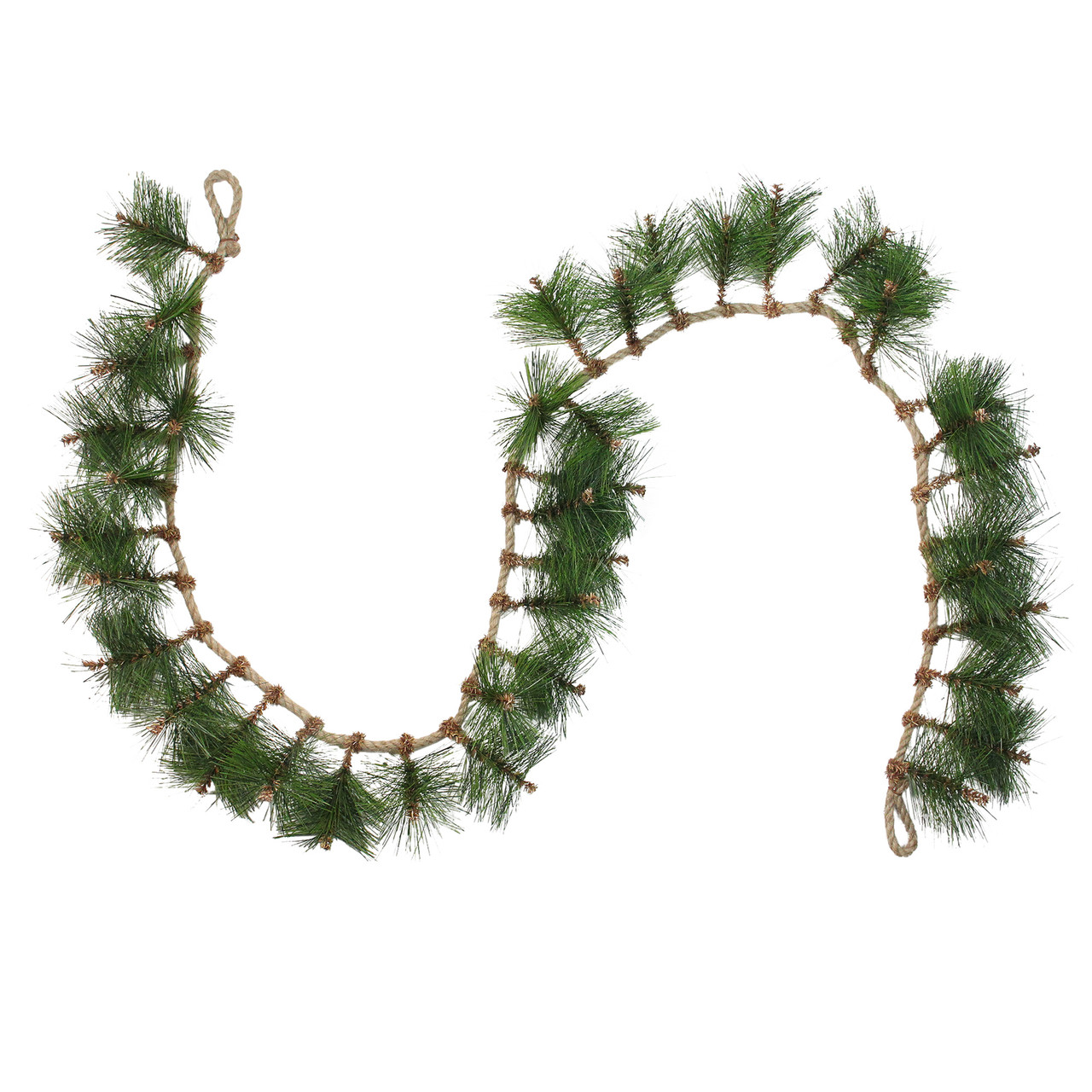 Long Needle Pine and Rope Rustic Artificial Christmas Garland - 6' x 5" - Unlit