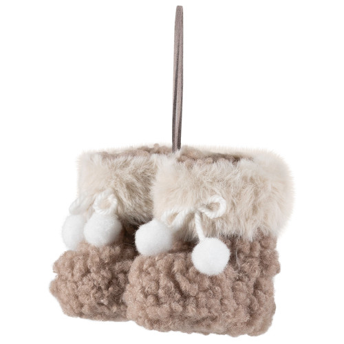 High Pile Fleece Winter Booties Christmas Ornament - 4"