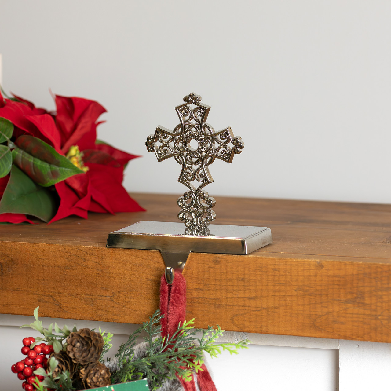 Filigree Cross Christmas Stocking Holder - 5"