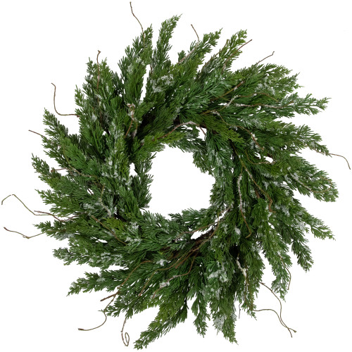 Real Touch?? Iced Cedar Artificial Christmas Wreath  - 24" - Unlit