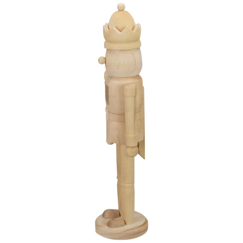 14.75" Unfinished Paintable Wooden Christmas Nutcracker with a Crown