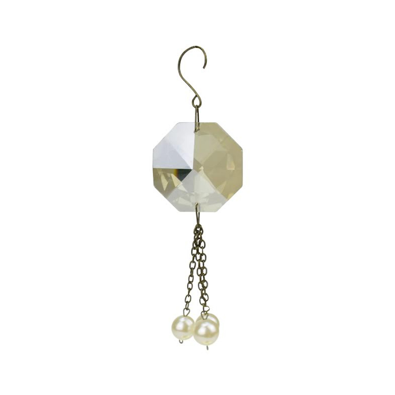 6.75" Gold Vintage Crystal and Pearl Dangling Tassel Christmas Ornament