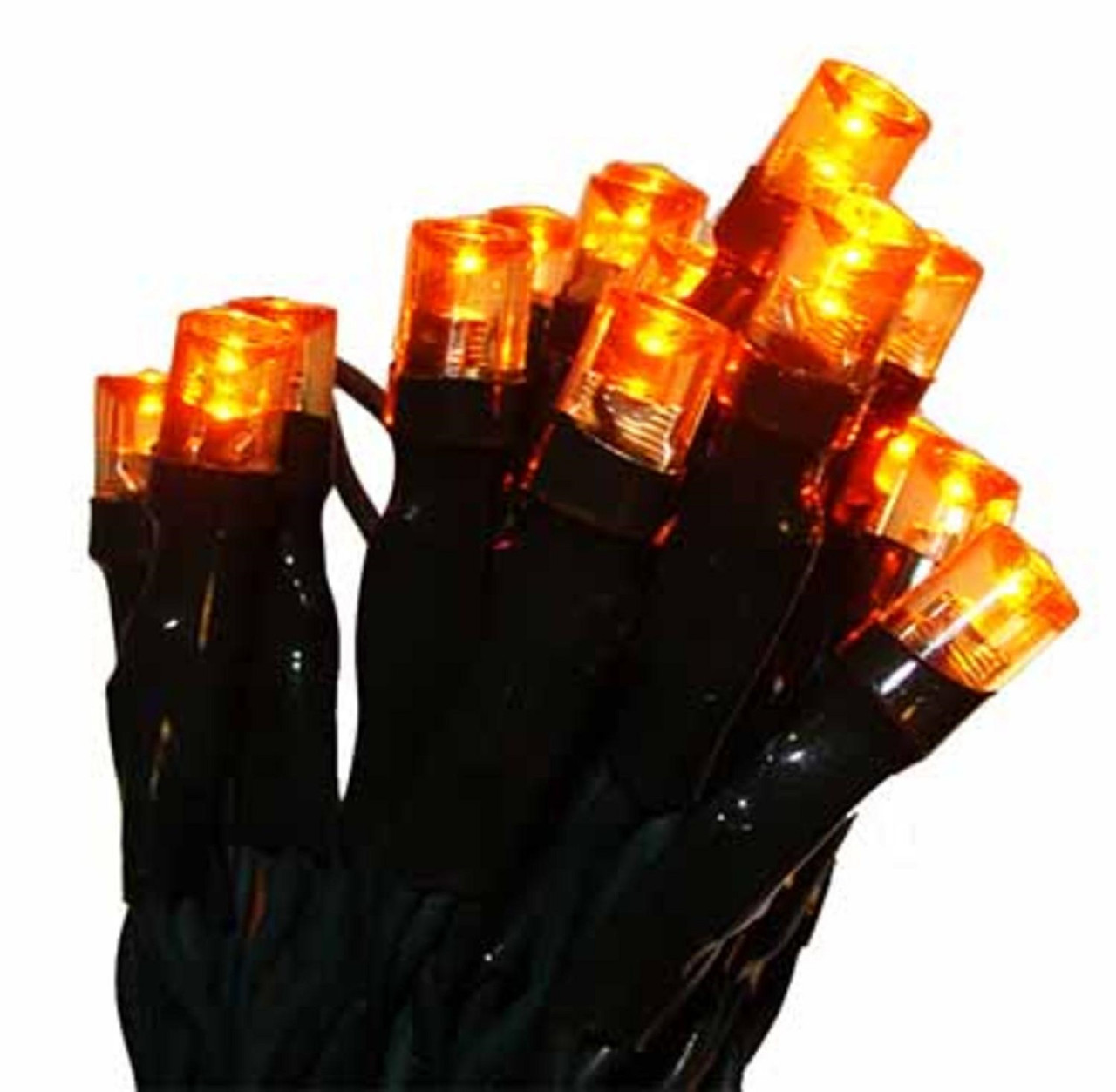 20 Battery Operated Amber LED Wide Angle Mini Christmas Lights - 6.25 ft Green Wire