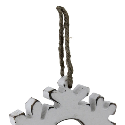 4.75" Rustic White Embossed Snowflake with Mirror Medallion Christmas Ornament