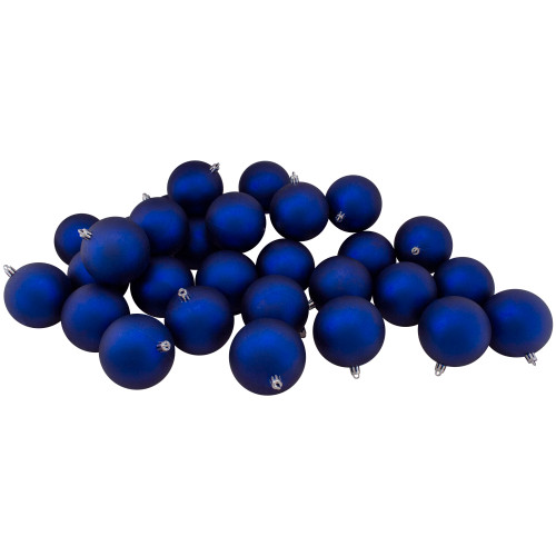 32ct Matte Royal Blue Shatterproof Matte Christmas Ball Ornaments 3.25" (80mm)