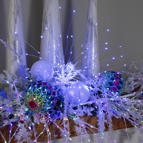 20" LED Lighted Firework Silver Branch Christmas Decoration - Blue Lights