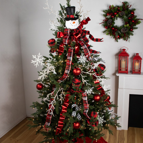 Plush Snowman in Top Hat Christmas Tree Topper -12" - Unlit