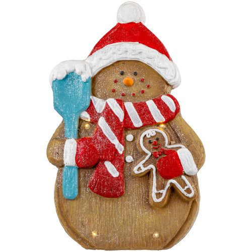 LED Lighted Gingerbread Snowman with Cookie Christmas Figure - 15.75"