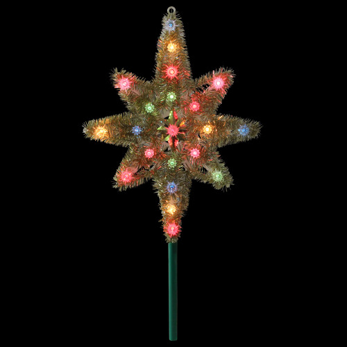 21" Lighted Gold Star of Bethlehem Christmas Tree Topper - Multicolor Lights