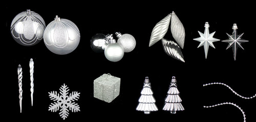 125ct Splendor Silver Shatterproof 4-Finish Christmas Ornaments 5.5" (140mm)