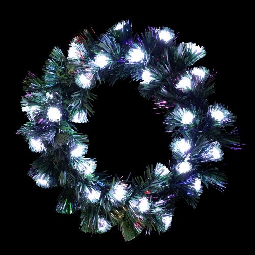 Pre-Lit Color Changing Fiber Optic Globe Lights Artificial Christmas Wreath, 12-Inch