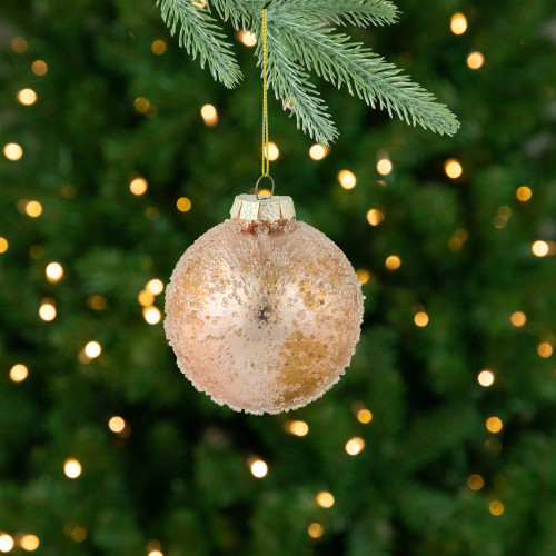 3.25" Beaded Rose Gold Mercury Style Glass Christmas Ball Ornament