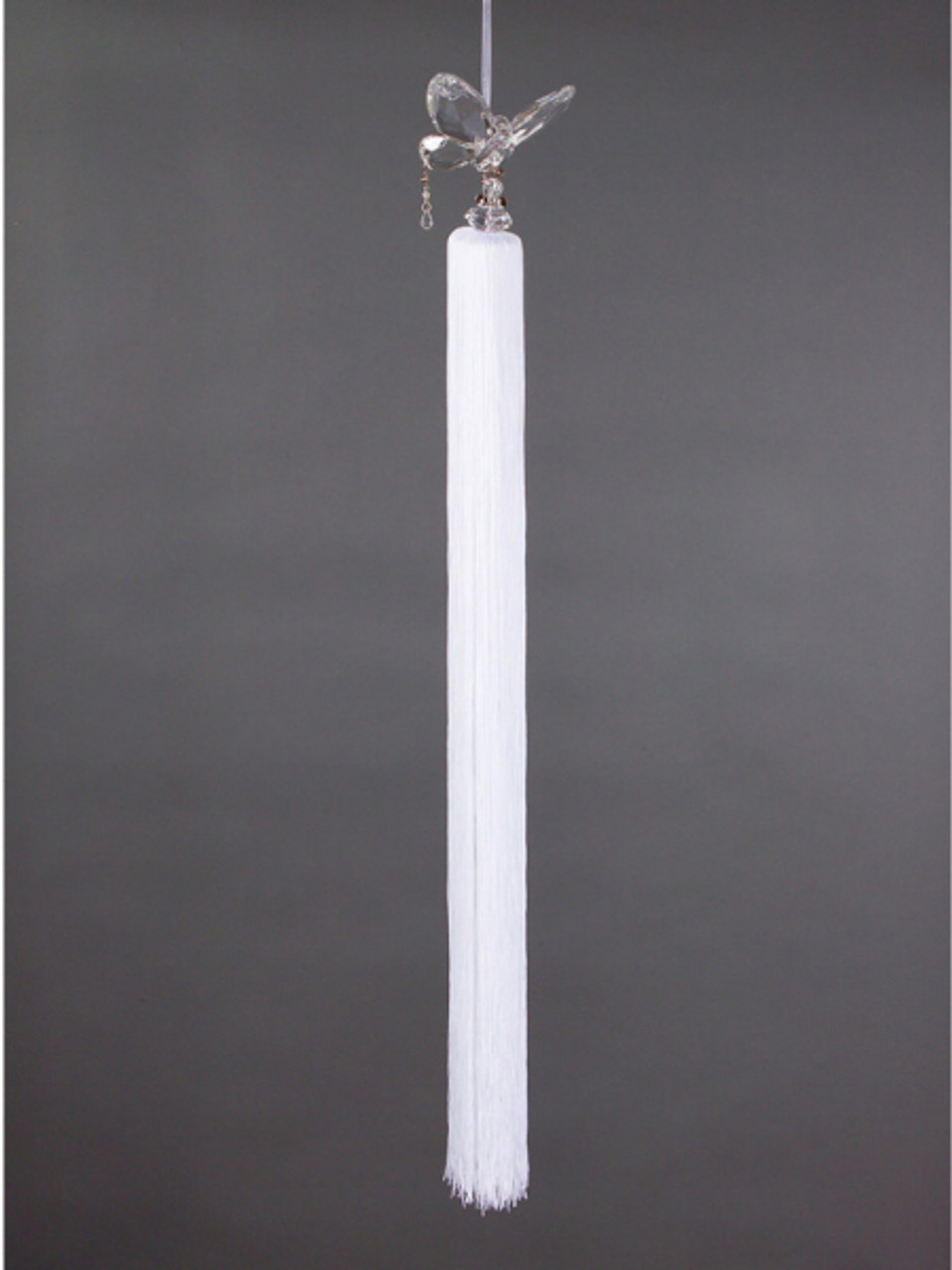 34" White Snow Drift Butterfly with Tassel Christmas Ornament