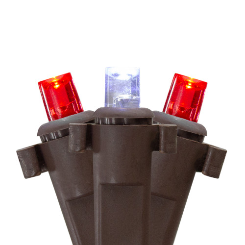 4' x 6' Red and White Micro LED Net Style Christmas Lights, Brown Wire