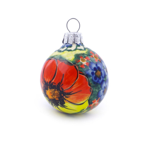 Polmedia Polish Pottery Christmas Ball Ornament 3" Mystical Garden