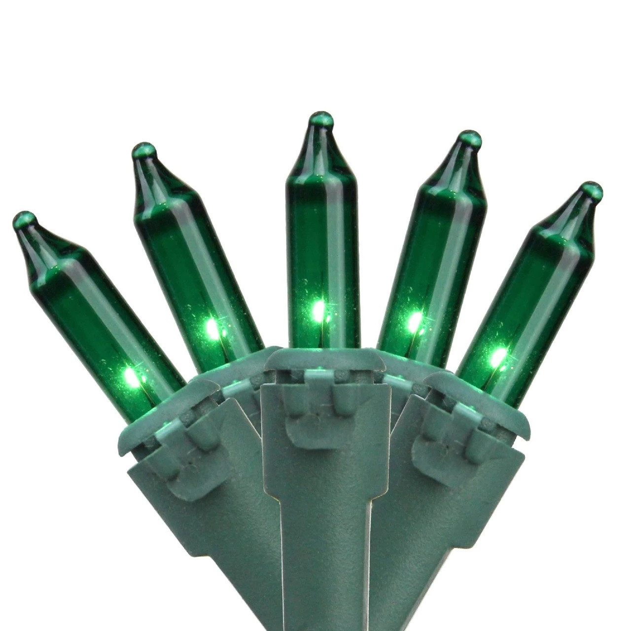 Mini Christmas Light Set - Green - 24.5' Green Wire - 50ct