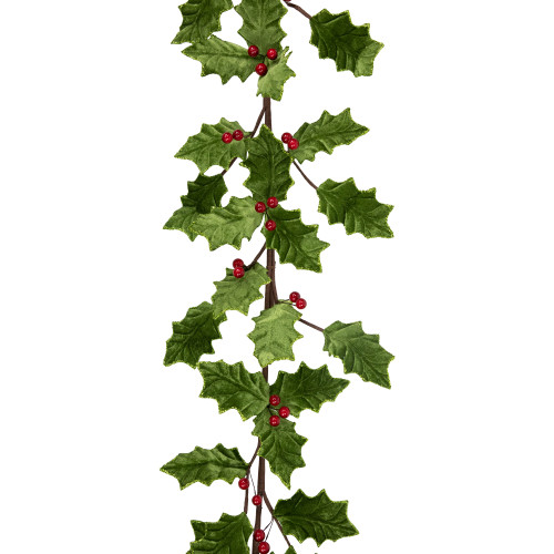 Glittered Holly with Berry Christmas Garland - 3.5' x 9" - Unlit