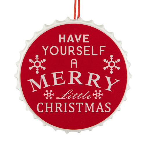 4" Red "Have Yourself A Merry Little Christmas" Bottle Cap Ornament
