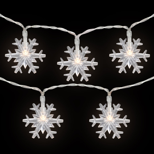 10-Count LED Snowflake Christmas Fairy Lights, 4.25ft, Copper Wire