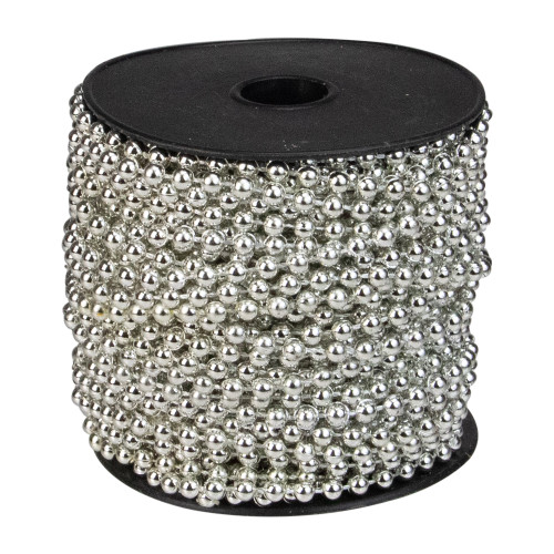 66' x 4mm Metallic Silver Beaded Artificial Christmas Garland - Unlit