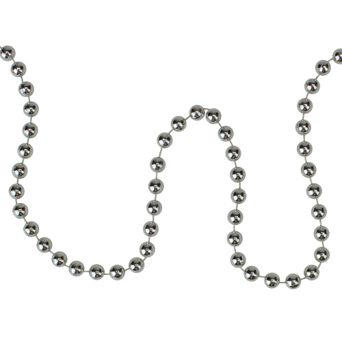 15' x 0.25" Shiny Silver Beaded Christmas Garland - Unlit