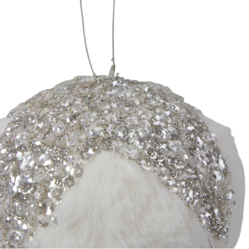 4.25" Glittered White and Silver Sequined Christmas Ball Ornament
