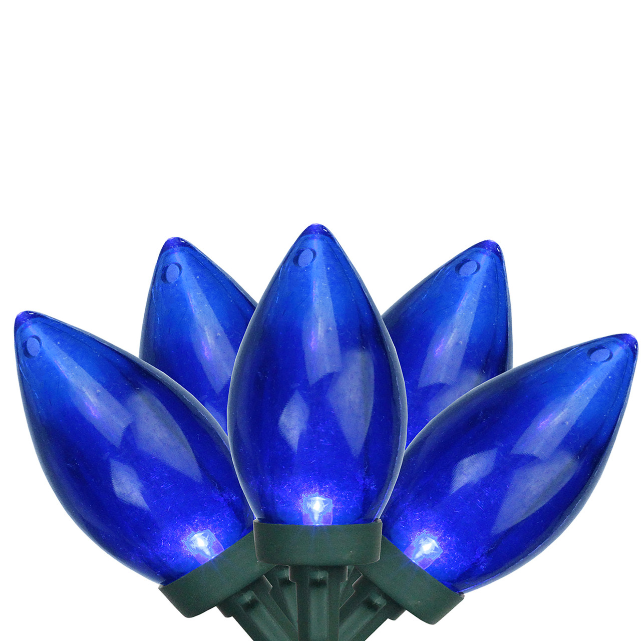 25ct Blue LED C9 String Christmas Lights, 16ft Green Wire