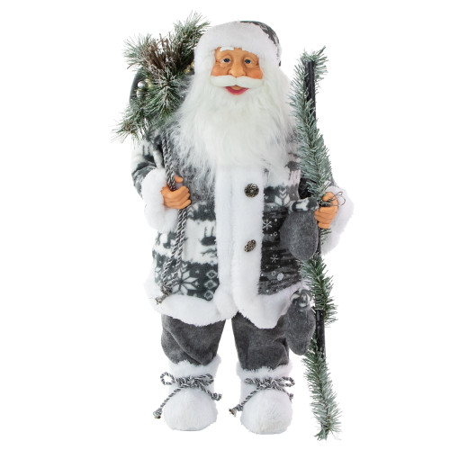 24" Gray and White Nordic Santa Claus Christmas Figure