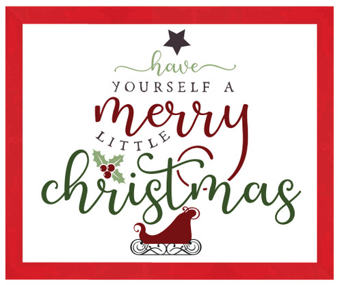 Red Have Yourself a Merry Little Christmas 14.5" x 16.5" Framed Christmas Wall Decor  Sign Poster in a Red Wooden Frame with UV Acrylic and Hangers