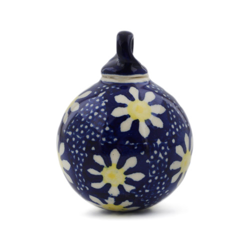 Polmedia Polish Pottery Christmas Ball Ornament 3" Daisy