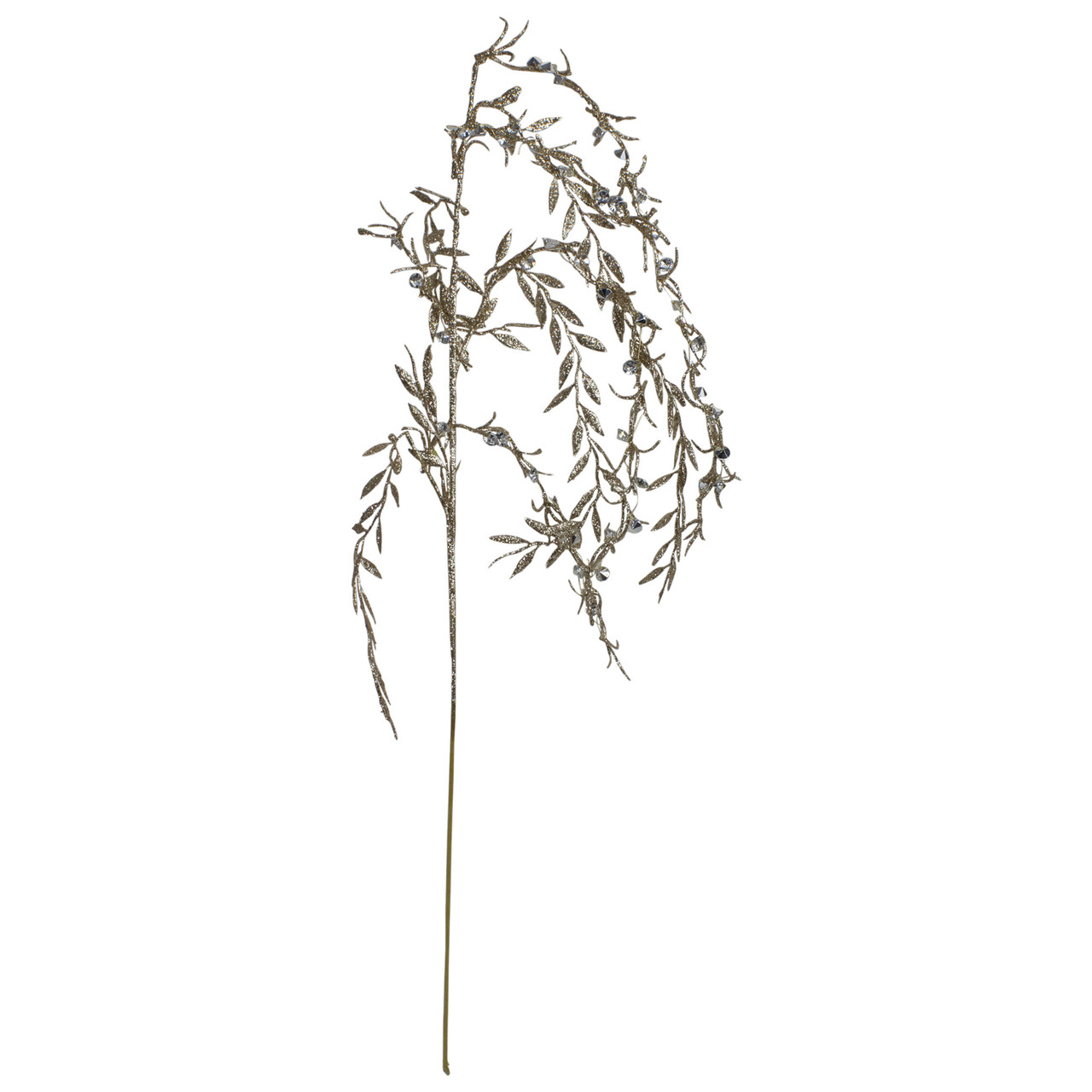 41" Silver and Gold Glittered Willow Branch Christmas Spray