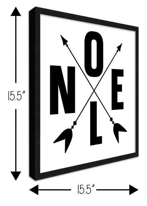 Noel Campsite Compass  15.5" x 15.5" Framed Christmas Wall Decor Art Print Sign Poster in a Black Wooden Frame with UV Acrylic and Hangers