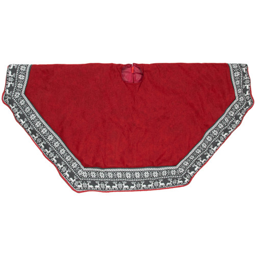 50" Red and Gray Snowflake and Reindeer Christmas Tree Skirt