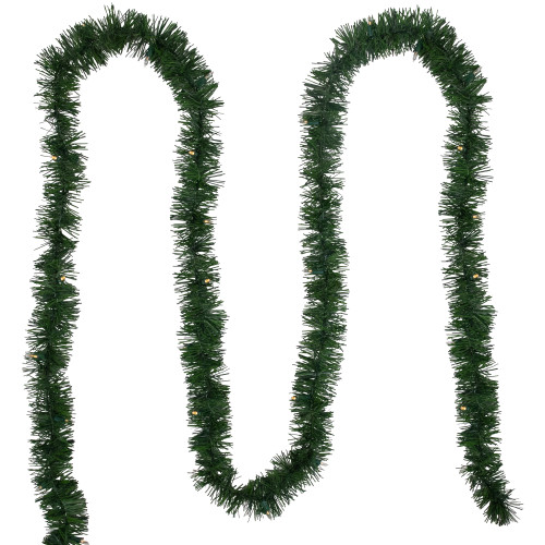 Pre-Lit Battery Operated Pine Christmas Garland - 18' x 3" - Warm White LED Lights