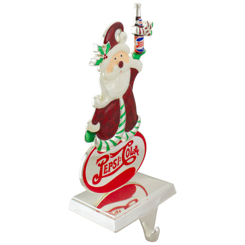 9.75" Silver Plated Pepsi-Cola Santa Claus Christmas Stocking Holder